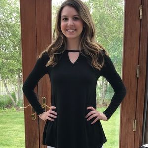 Sale: Black Long Sleeve Choker & V-Neckline Tunic